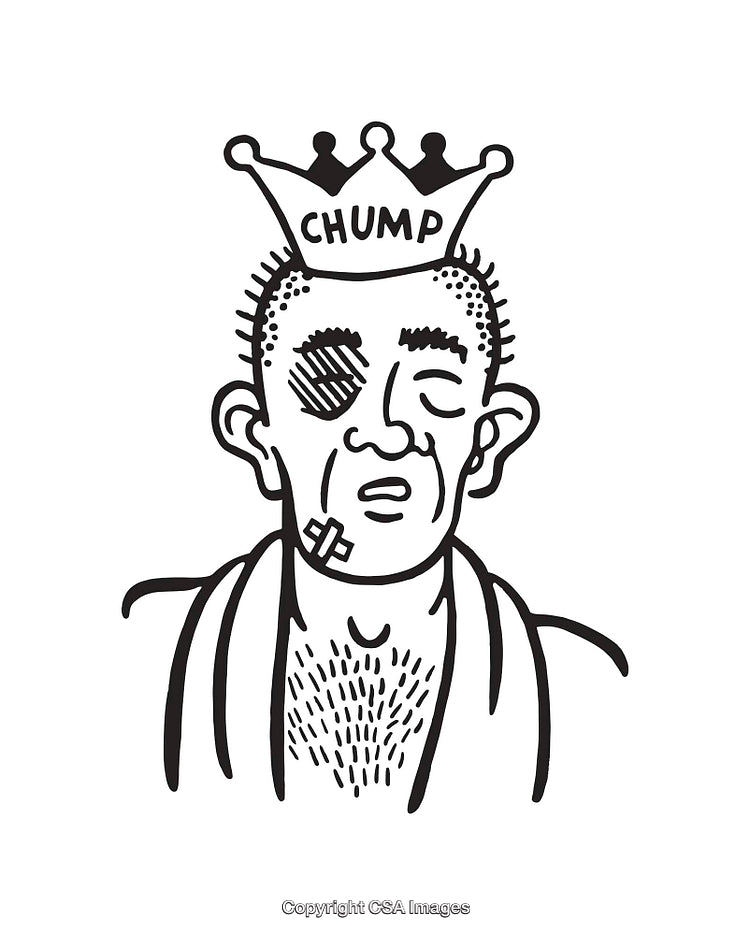 Chump King Cartoon Line Art With Humorous Black And White Illustration
