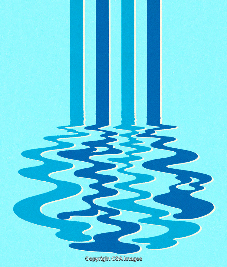 Abstract Blue Reflections With Rippling Water in a Minimalist Design