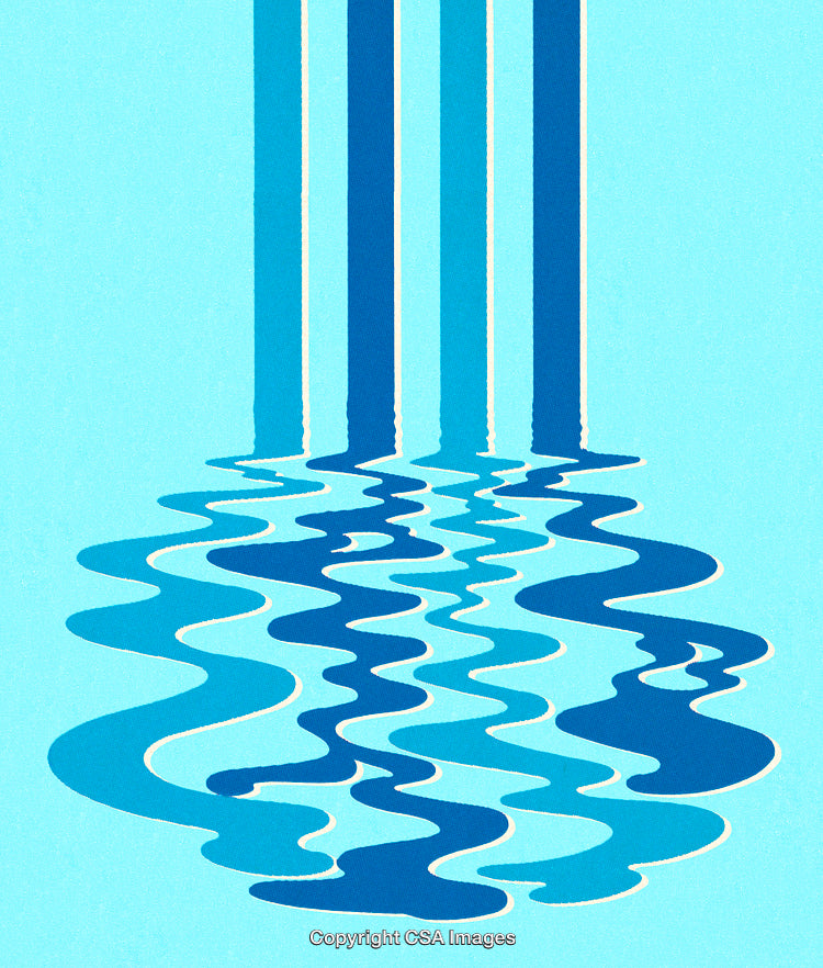 Abstract Blue Reflections With Rippling Water in a Minimalist Design