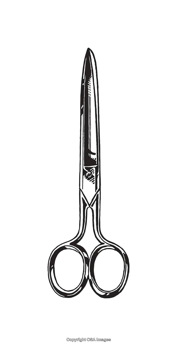 Illustration of Black and White Scissors in Vintage Style