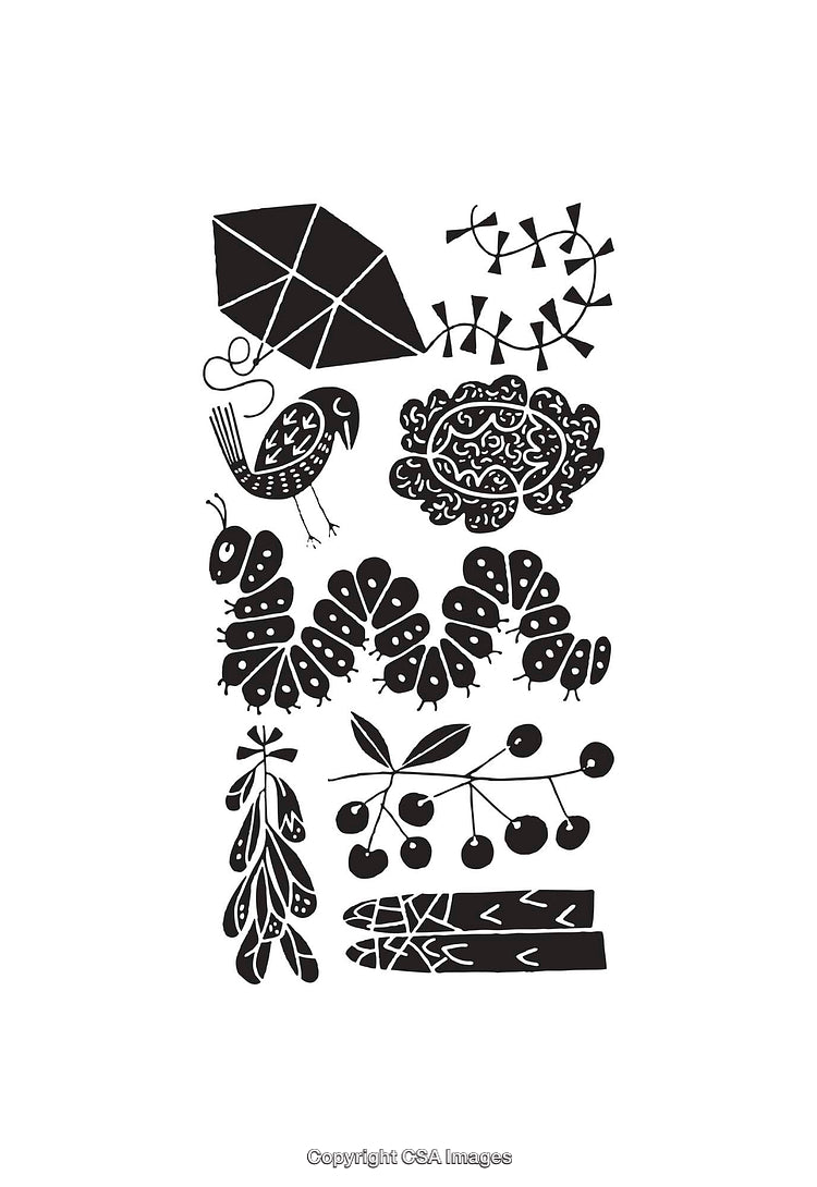 Black and White Line Art Illustrations of Nature Inspired Designs