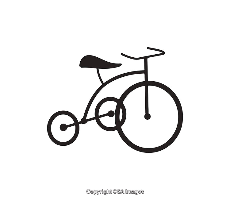 Minimalist Black and White Tricycle Illustration Icon