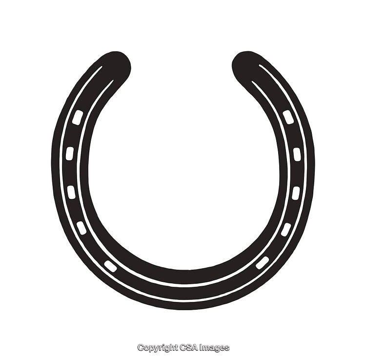 Black and White Illustration of a Horseshoe Silhouette Symbol