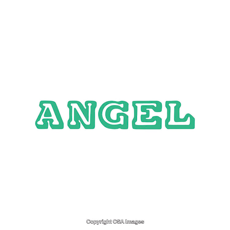 Green Angel Text Design on a White Background in Bold Typeface