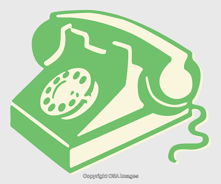 Retro Style Green Telephone Illustration Depicting Vintage Communication Equipment