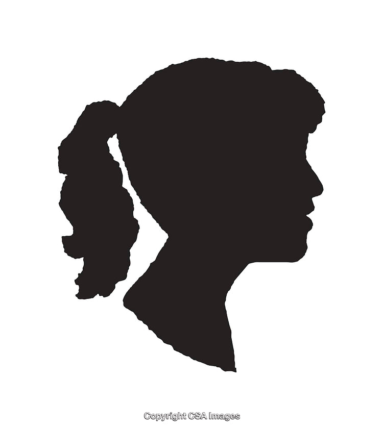 Silhouette Profile of a Woman in Black and White Line Art Style