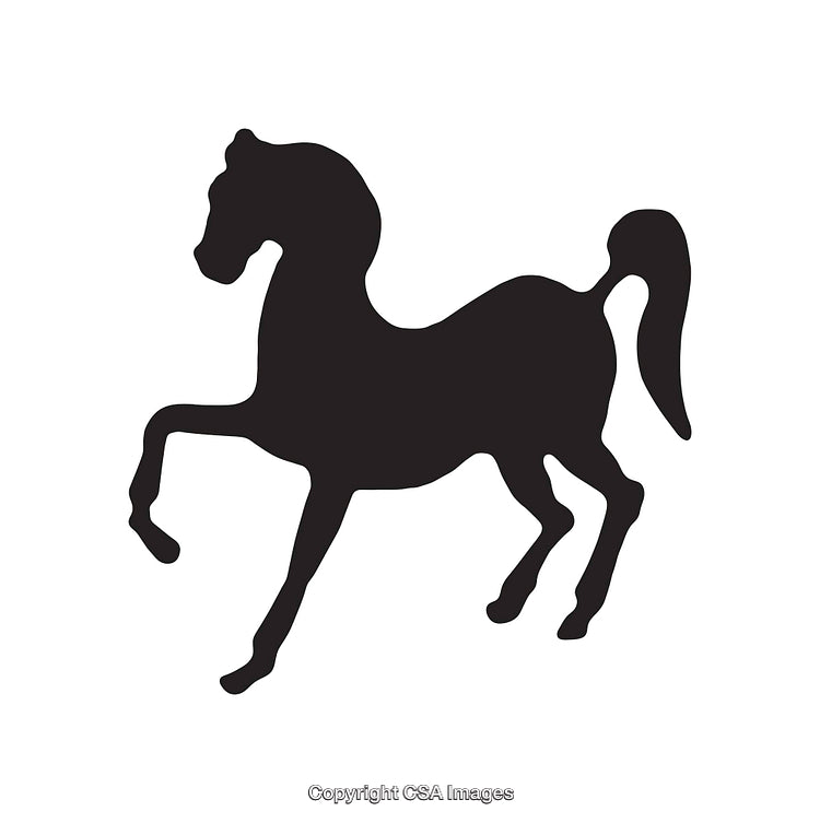 Silhouette of a Prancing Horse in Classic Black and White Style