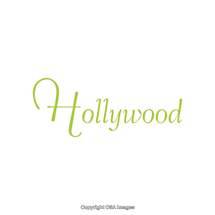 Elegant Green Hollywood-Inspired Text on Simple White Background