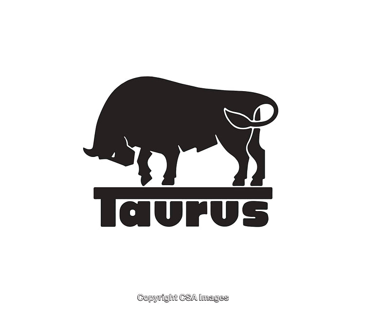 Black and White Bull Illustration Representing Taurus Zodiac Sign Art