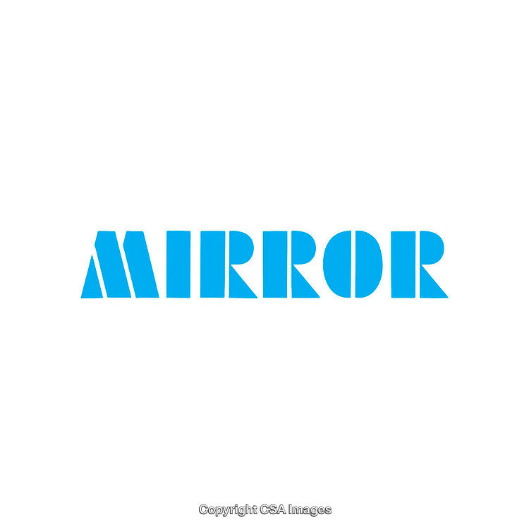 Stylized Typography of the Word 'Mirror' in a Bold Blue Font Style
