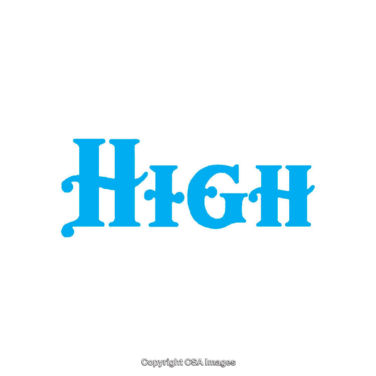 Blue Stylized 'High' Text on White Background