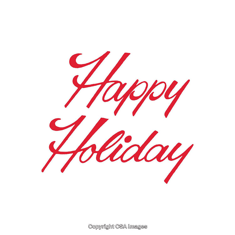 Stylized Red Happy Holiday Greeting Text on a White Background