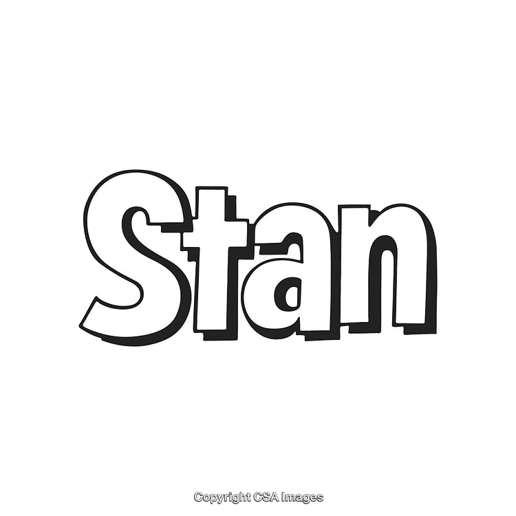 Playful Bold Text Illustration of the Word 'Stan' in Stylish Black Font