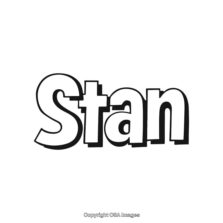 Playful Bold Text Illustration of the Word 'Stan' in Stylish Black Font