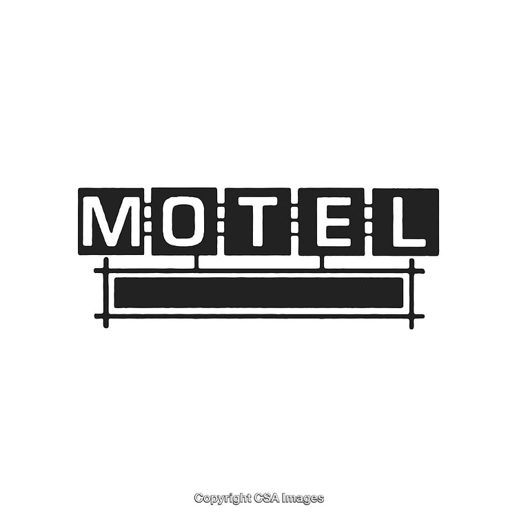 Black and White Motel Sign Icon With Retro Design Style