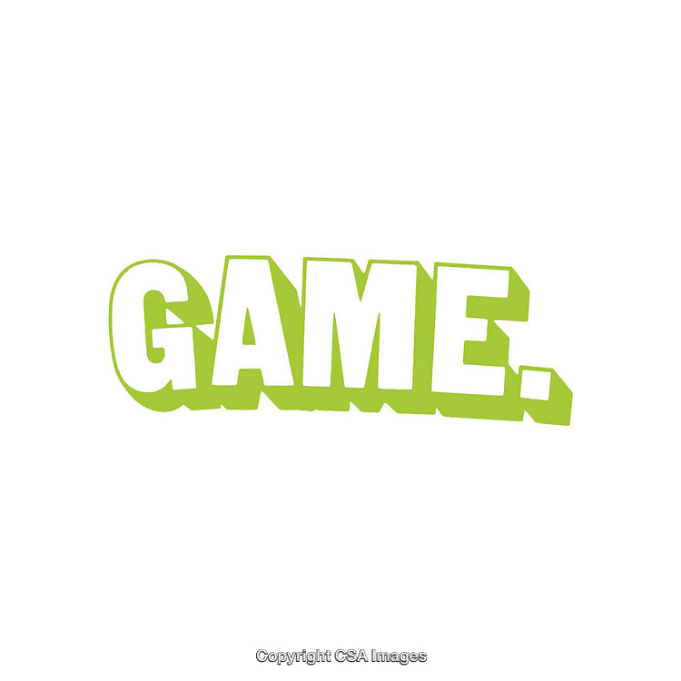 Bold Green Text Graphic Featuring the Word Game on a White Background