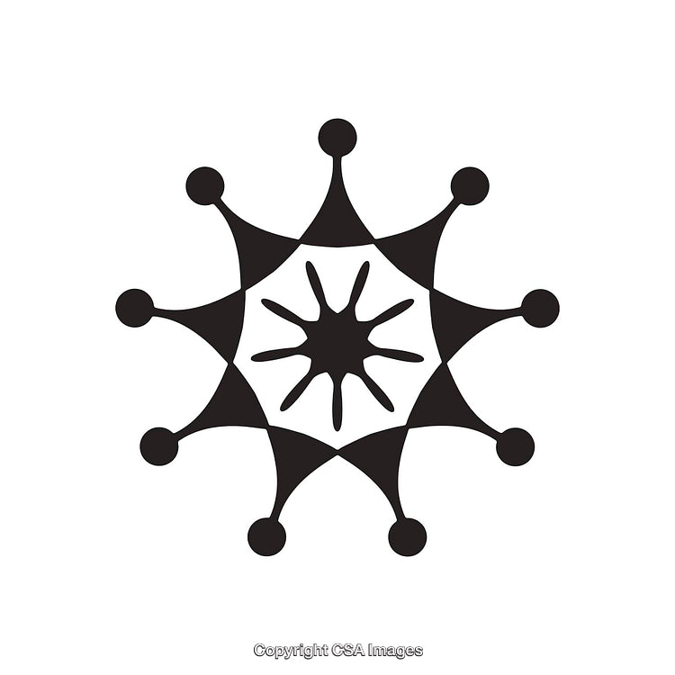 Abstract Black and White Circular Dingbat Design With Geometric Motifs