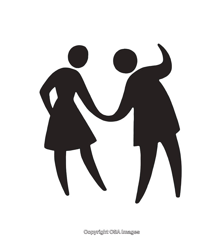 Silhouette of Two People Dancing Together in Harmony