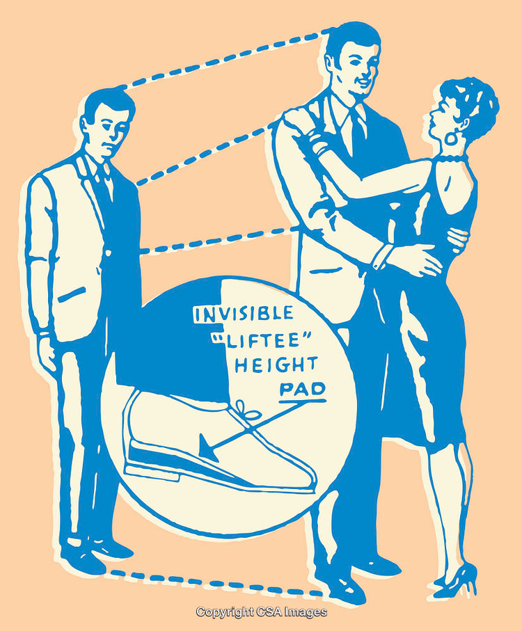 Creative Illustration of Invisible Height Lifting Shoes for Confidence Boost