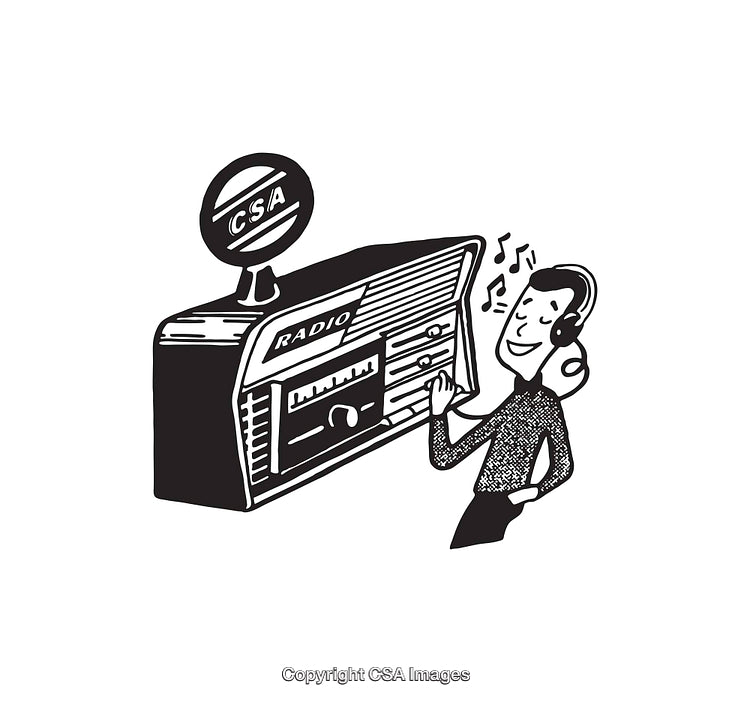 Vintage Radio Illustration Showing Retro Style and Musical Enjoyment