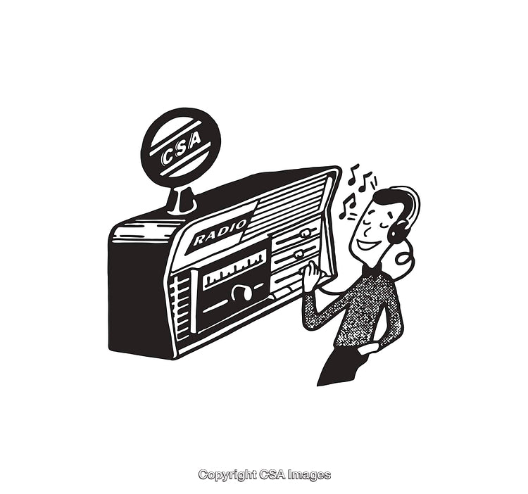 Vintage Radio Illustration Showing Retro Style and Musical Enjoyment