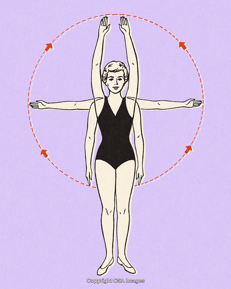 Illustration of Arm Movement Exercise Instructions with Simplified Diagram