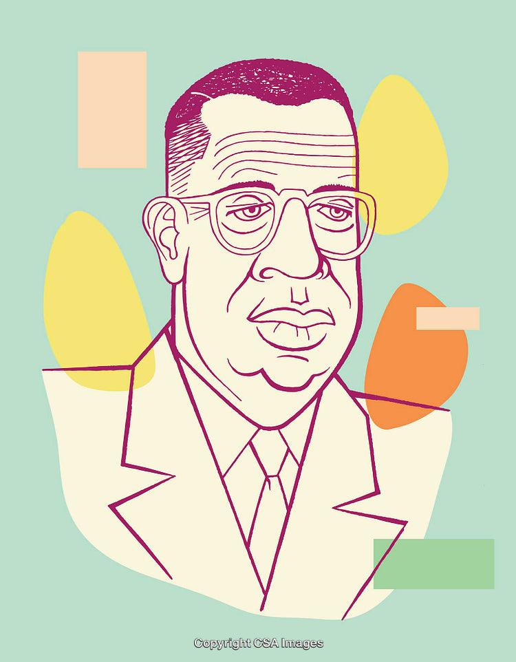 Colorful Line Art Drawing of a Man in Glasses and Suit