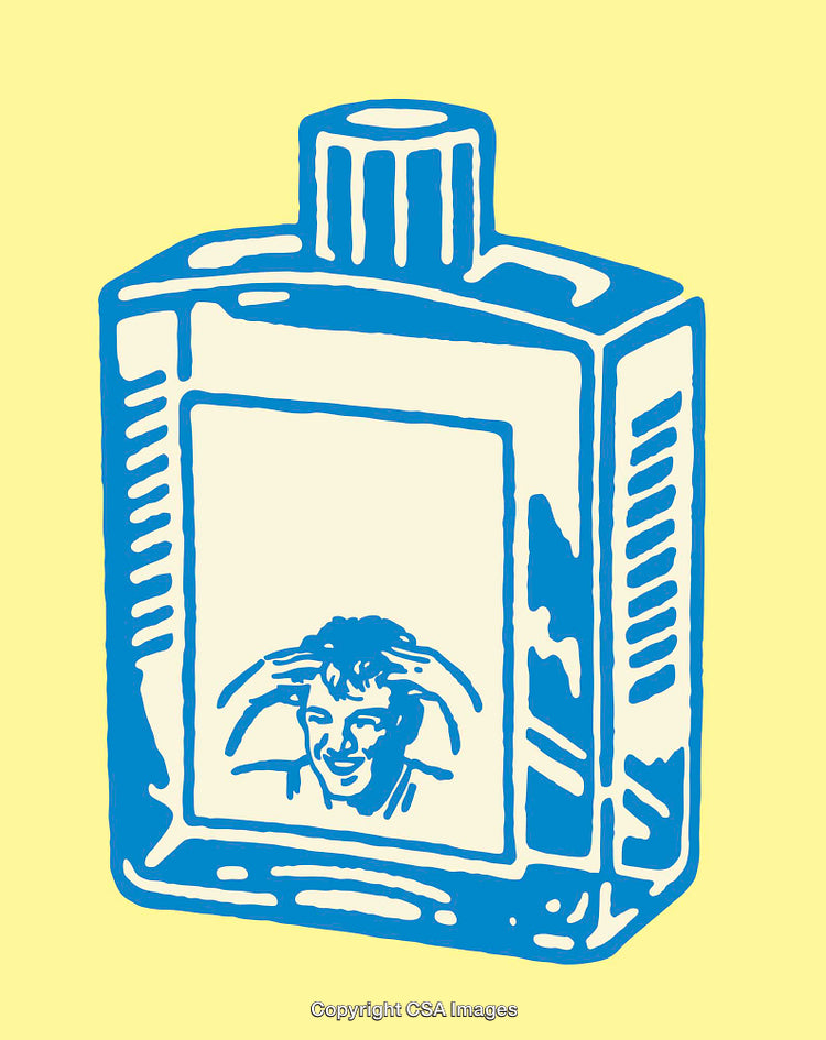 Stylized Illustration of a Bottle with a Drawn Portrait on Its Label