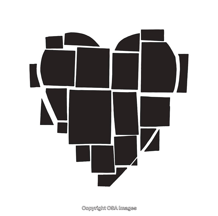 Abstract Geometric Heart Shape Composed of Irregular Fragmented Pieces