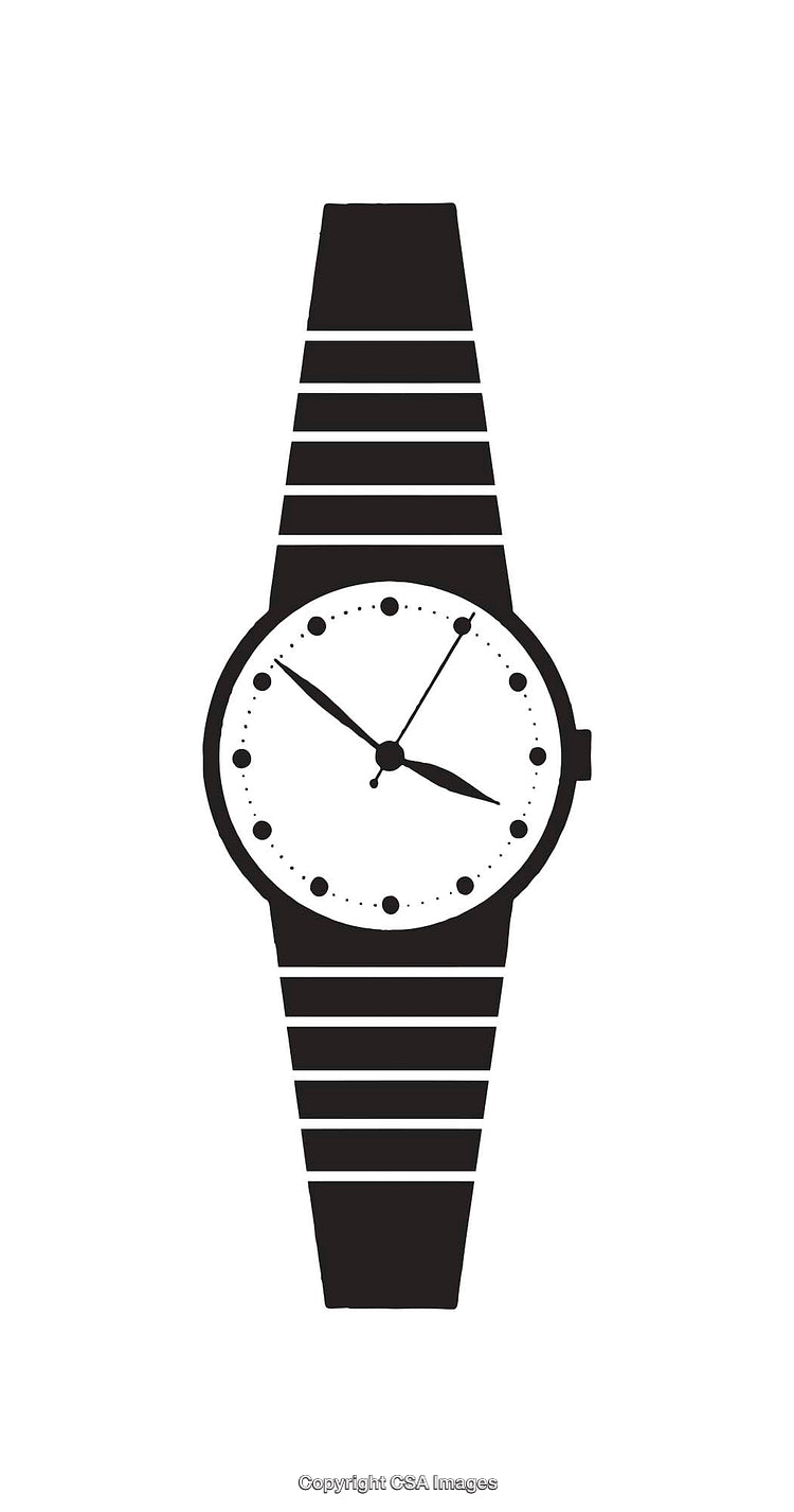 Minimalist Black and White Wristwatch Icon With Classic Analog Design