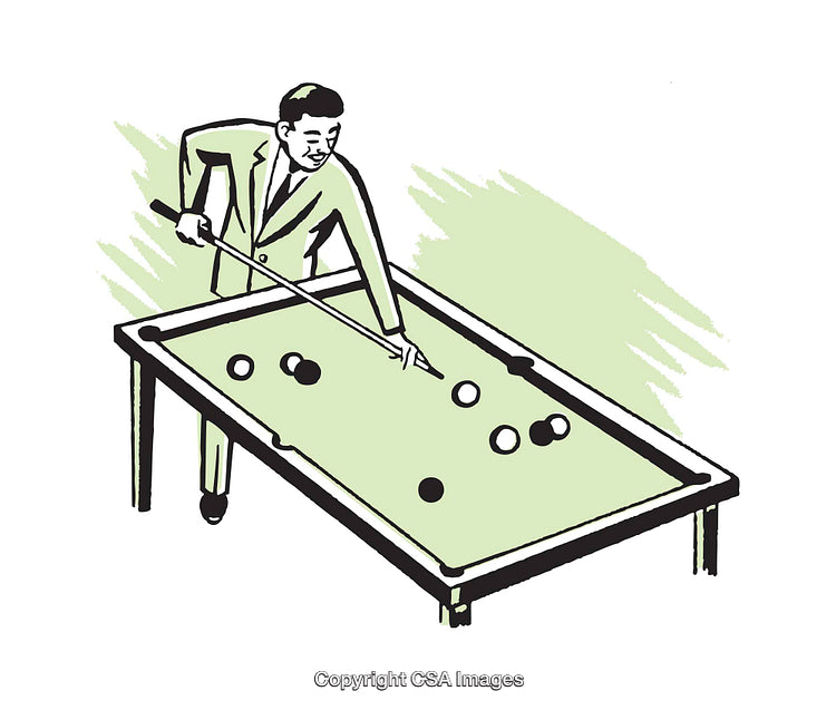 Man Enjoying a Game of Pool in Retro Style Illustration
