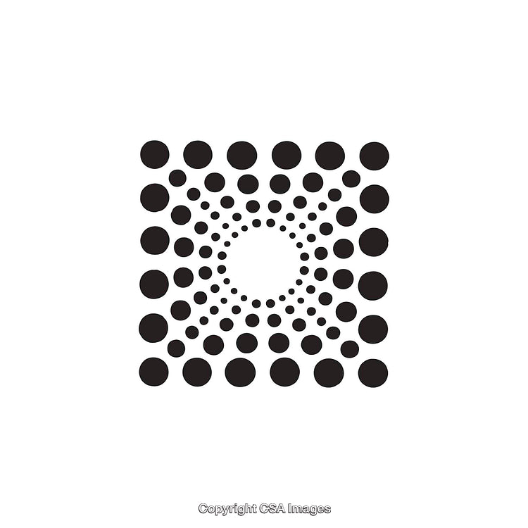 Geometric Black and White Circular Shape Pattern Design Isolated on White Background
