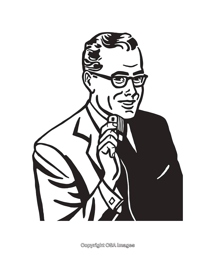 Retro Comic Art of a Businessman Holding a Small Object