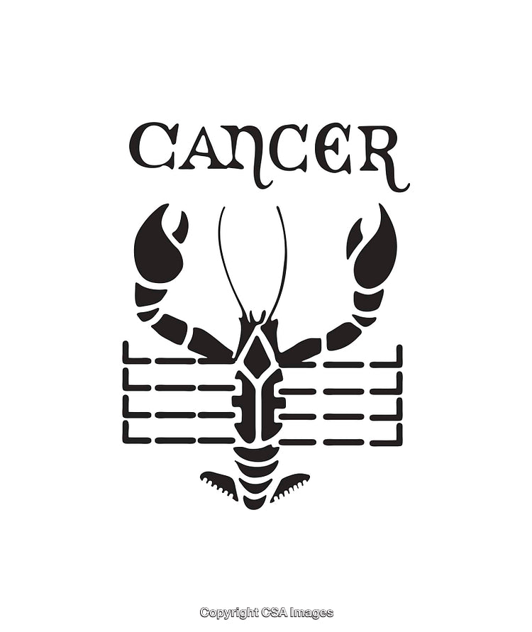 Black and White Zodiac Cancer Symbol with Crab Design