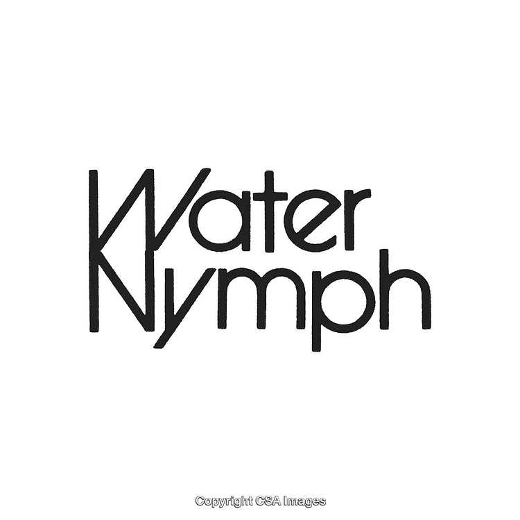 Minimalist Graphic Design with the Phrase 'Water Nymph' in Black Text