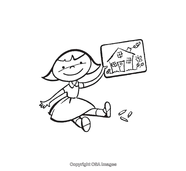 Happy Girl Showing Her Hand-Drawn Art With A Smile