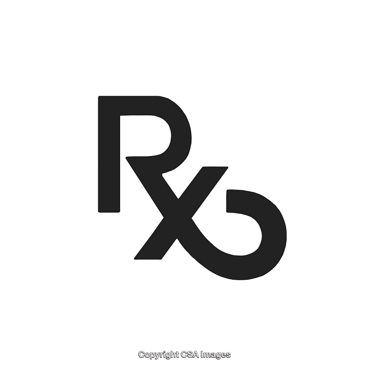 Monochrome Pharmaceutical Symbol Featuring Stylized RX Design on White Background