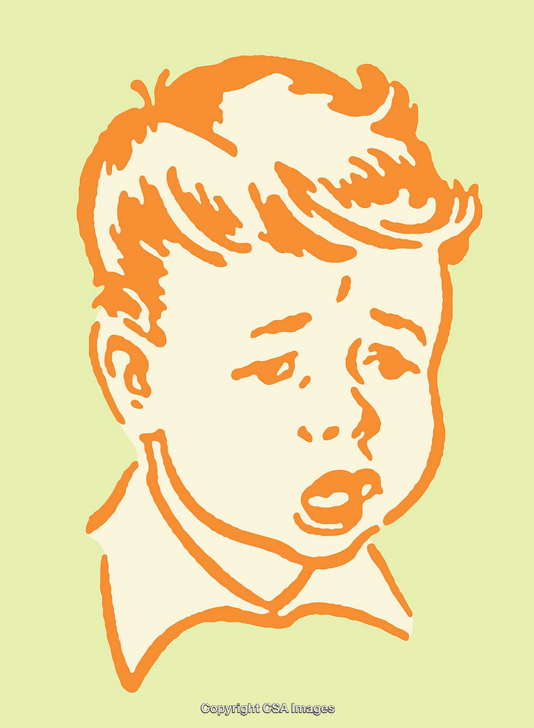 Colorful Line Art Illustration of a Child Expressing Emotional Sadness