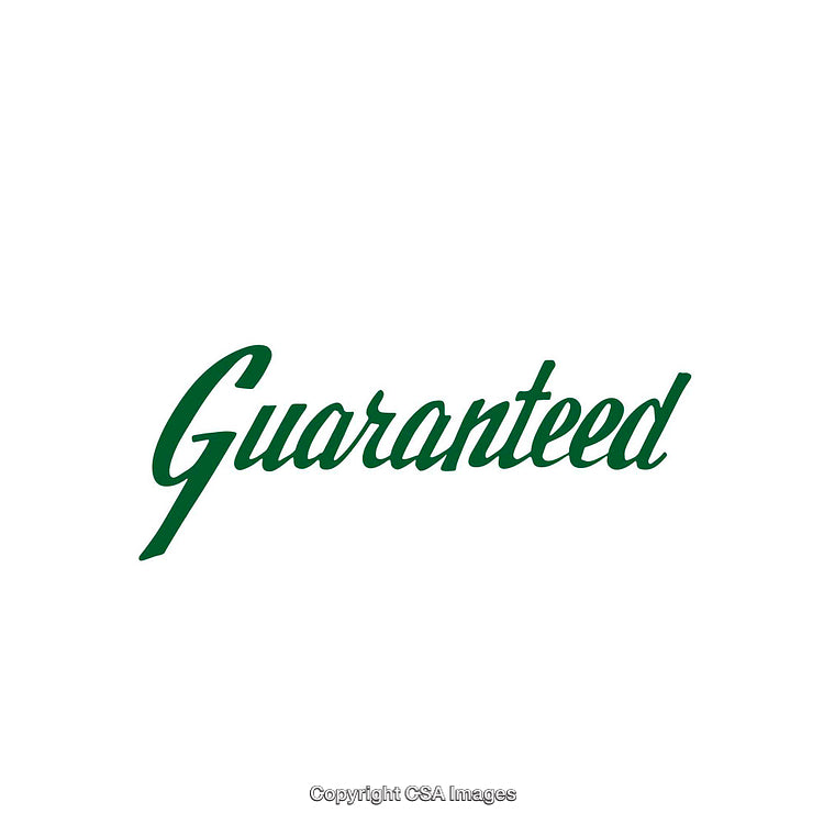 Green Text on Minimalist White Background Emphasizing Guaranteed Assurance