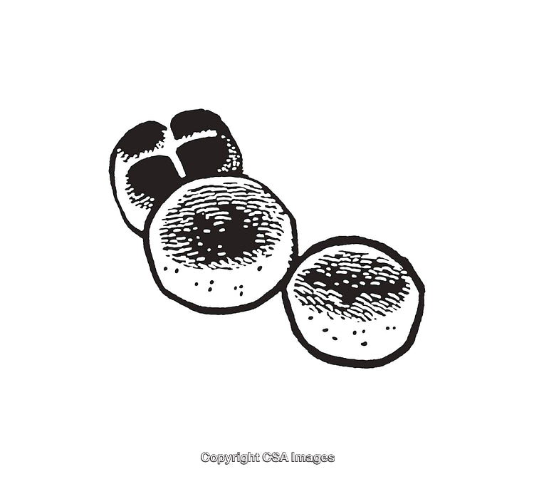 Black And White Line Art Illustration of Buns or Small Bread Rolls
