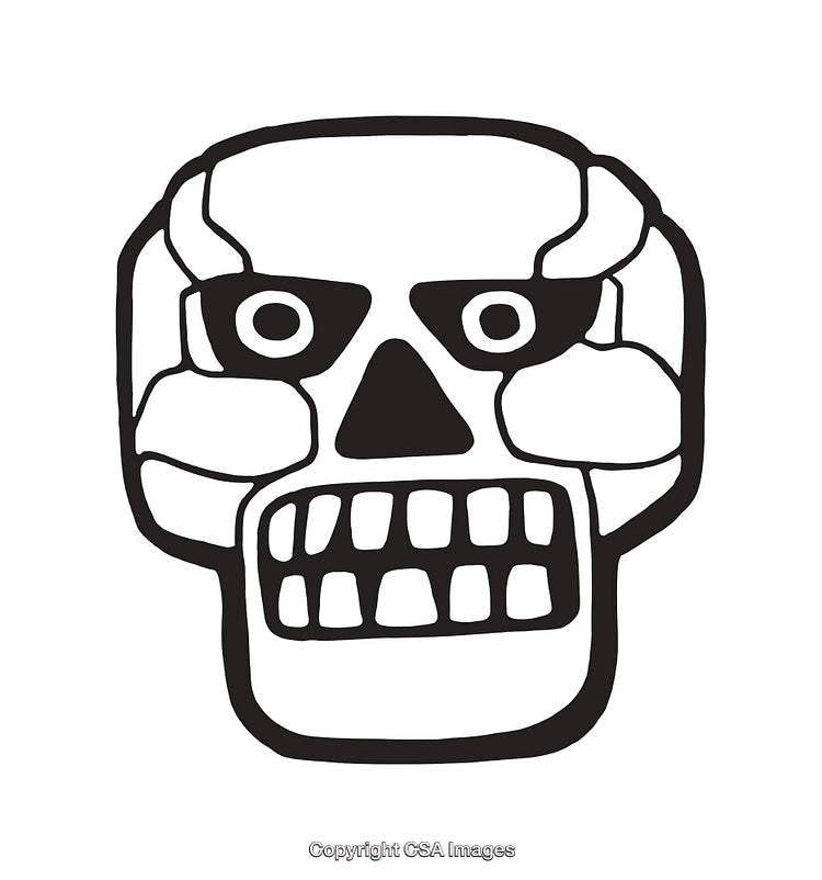 Black and White Line Art of a Simplistic Skull Design