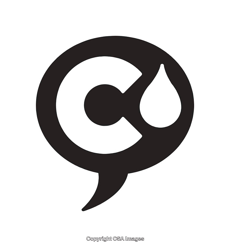 Black and White Icon Featuring a Speech Bubble and Water Drop