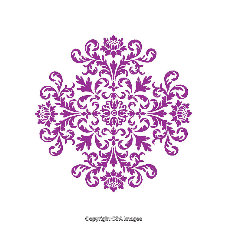Purple Decorative Mandala Pattern with Flourish and Floral Elements