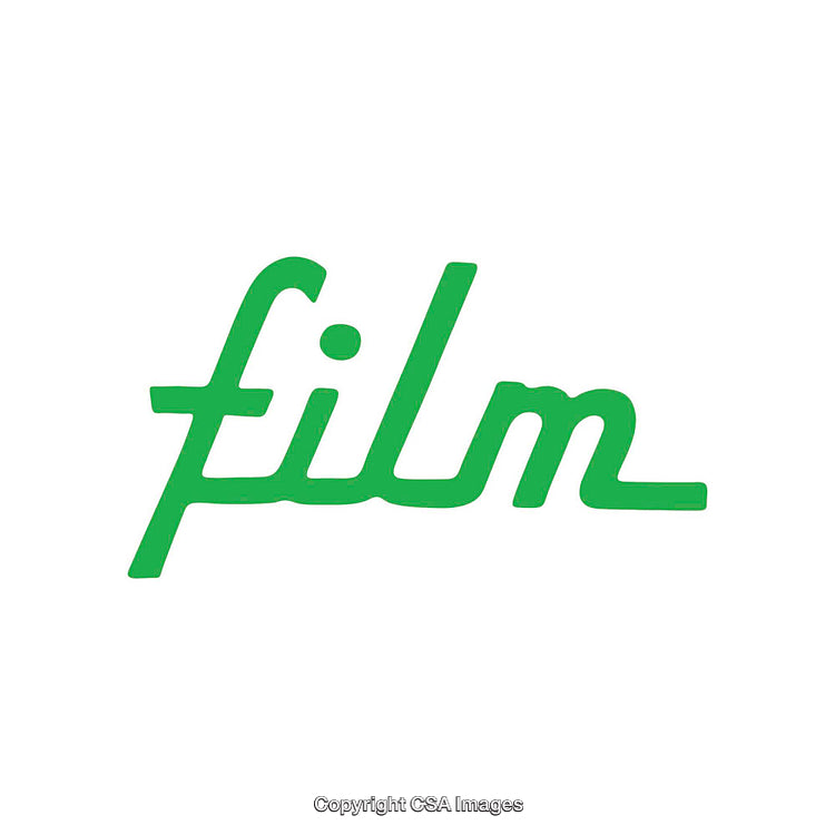 Minimalistic Green Handwritten 'Film' Text on White Background Design