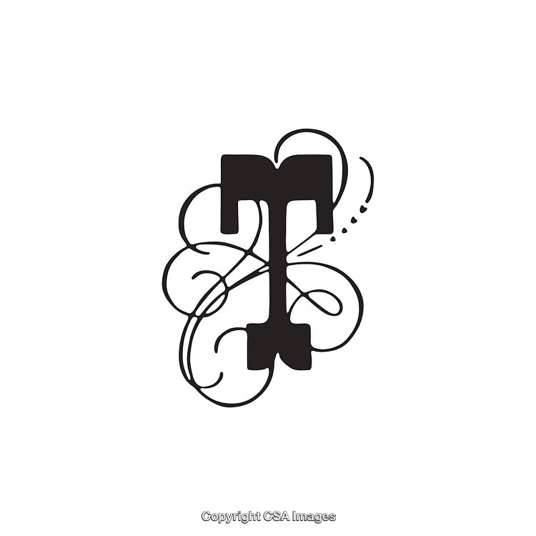 Elegant Typography Featuring the Letter T with Decorative Flourishes