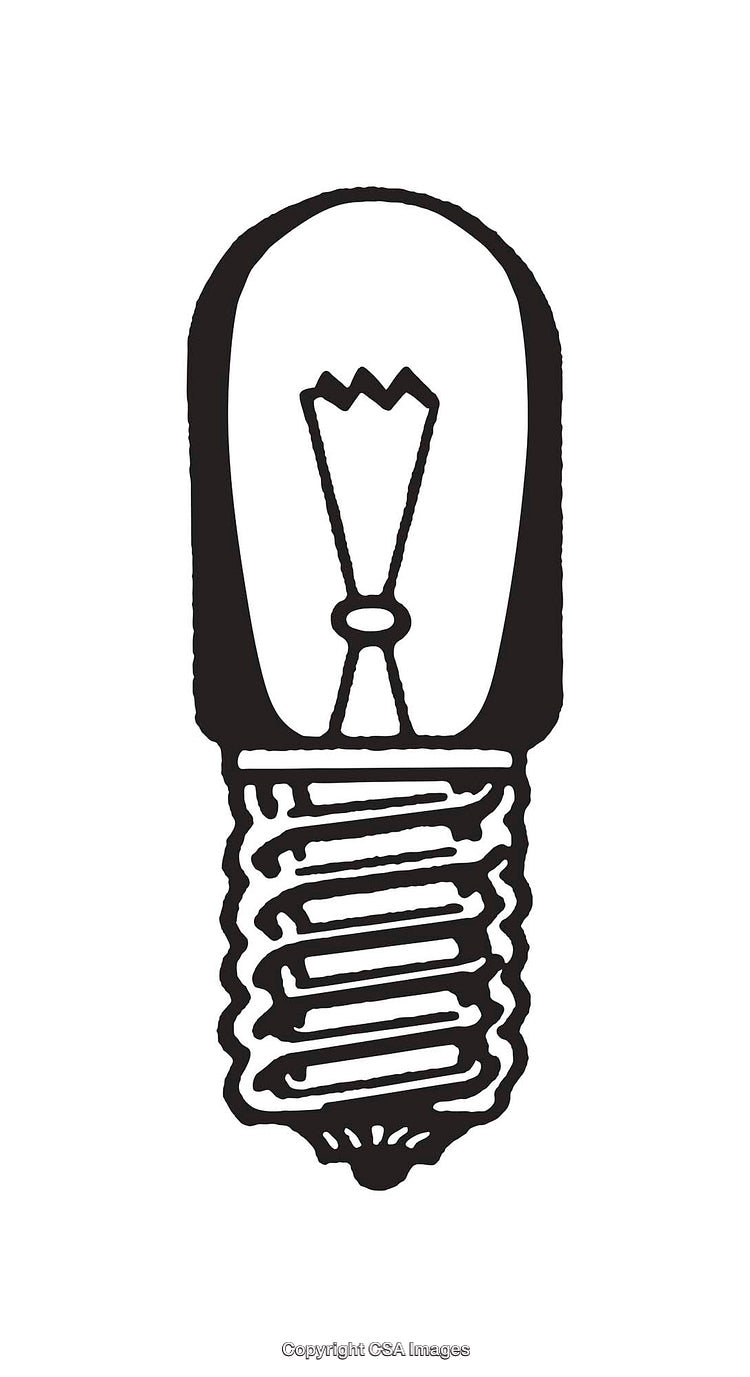Black and White Line Art Illustration of a Light Bulb