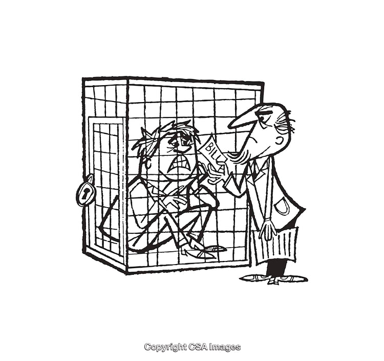 Black and White Line Art Depicting a Humorous Scene with Characters