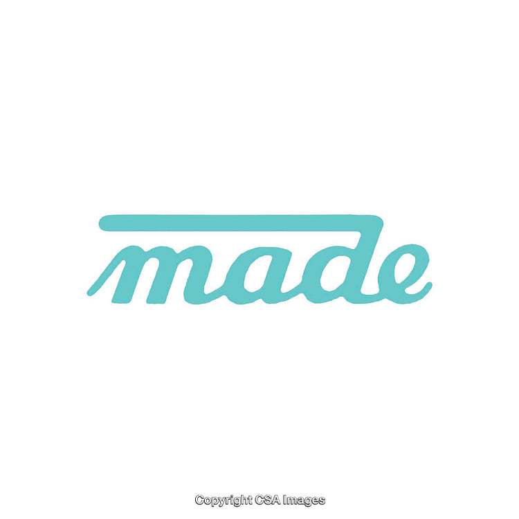 Blue Typographic Design Featuring the Word 'Made' in a Stylish Scripted Style
