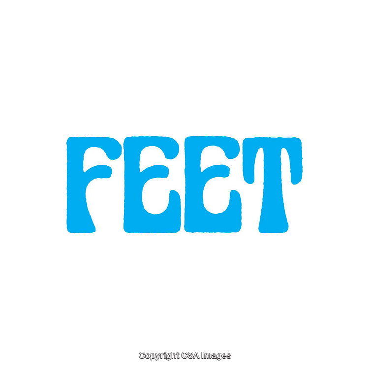 Blue Word Artwork Featuring the Boldly Written Text 'Feet' In Playful Style