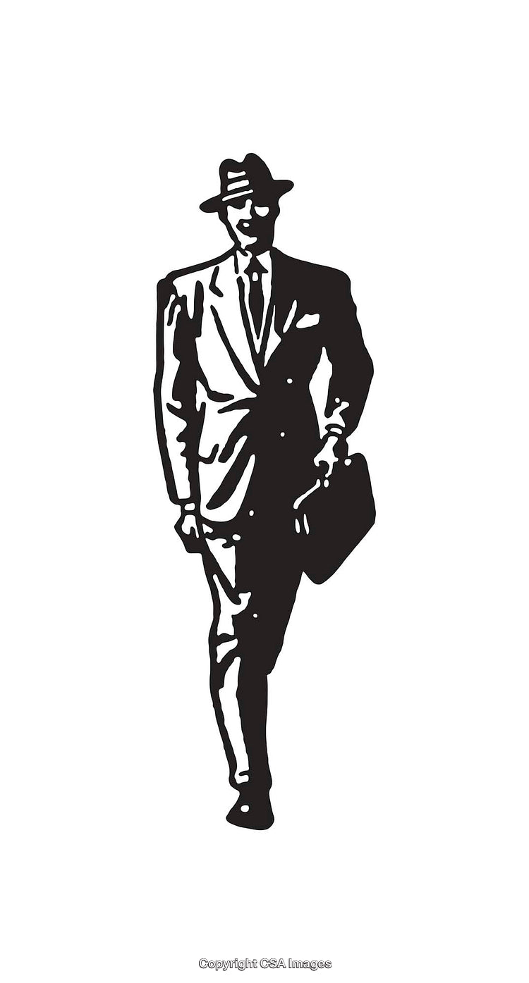 Silhouette of a Man in a Suit with a Briefcase